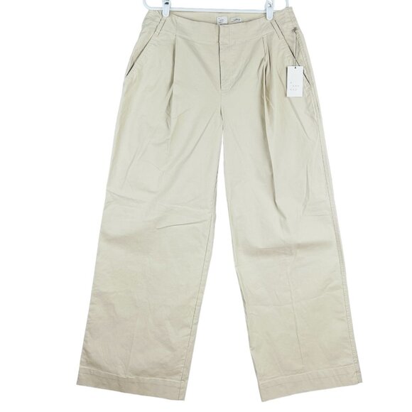 a new day Women's Tan Pants Size 12 Wide Leg Pleated Front High Rise Stretch NWT - Picture 1 of 12